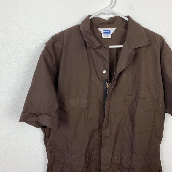 Berco Work Apparel Vintage Brown Work Coveralls Short Sleeve Made in USA 46XT - Picture 2 of 8